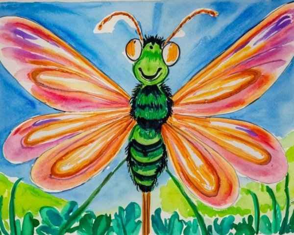 Colorful Butterfly with Orange and Pink Wings in Sky