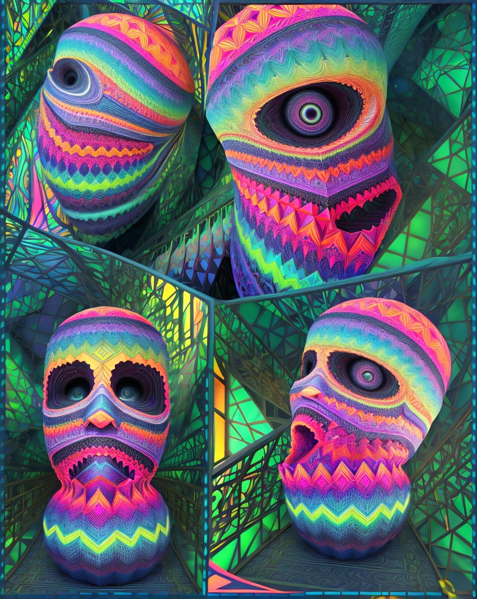 Vibrant Abstract Sculptures of Stylized Masks