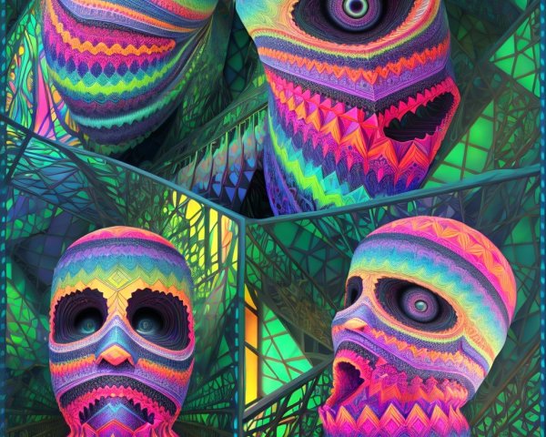 Vibrant Abstract Sculptures of Stylized Masks
