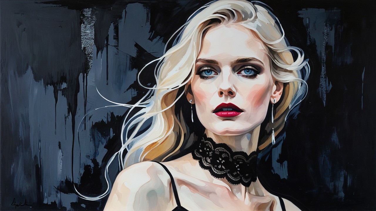 Portrait of a Woman with Blonde Hair and Blue Eyes