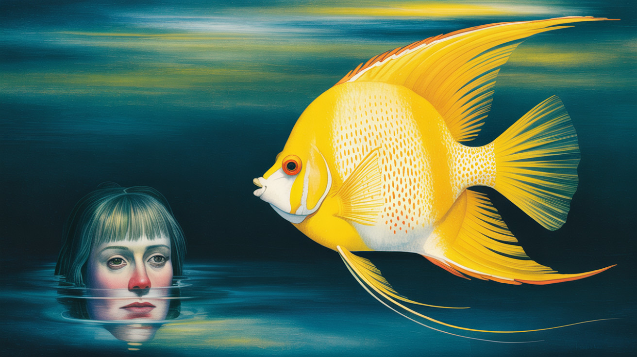 Surreal Artwork of Girl's Head Emerging from Water