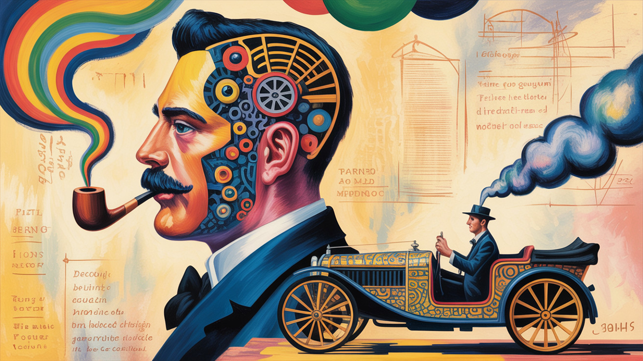Stylized Portrait of a Man with Mechanical Face