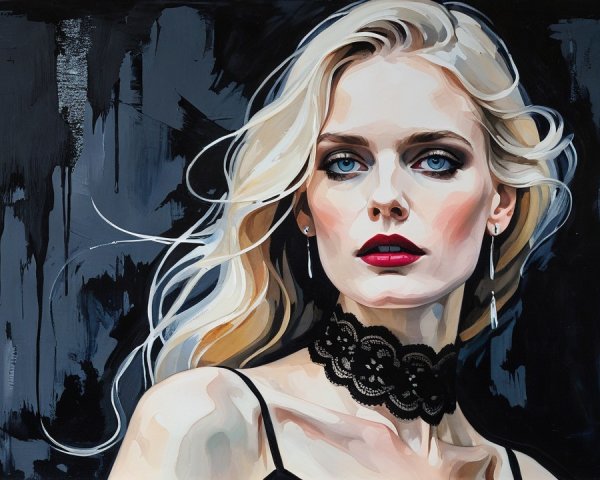 Portrait of a Woman with Blonde Hair and Blue Eyes