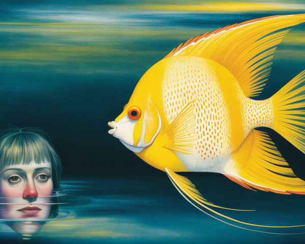 Surreal Artwork of Girl's Head Emerging from Water