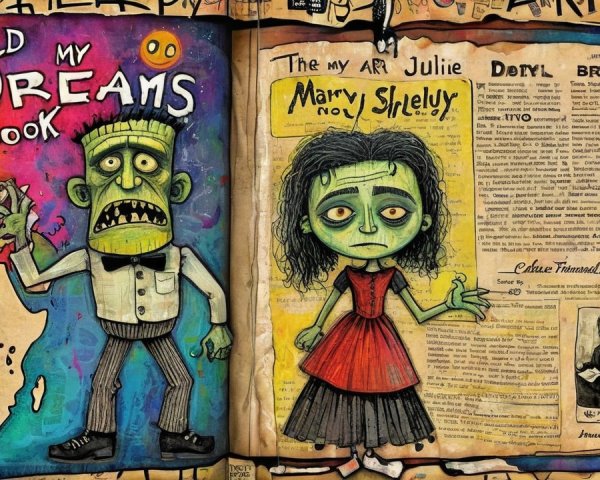 Quirky Characters in a Colorful Dream Handbook Art