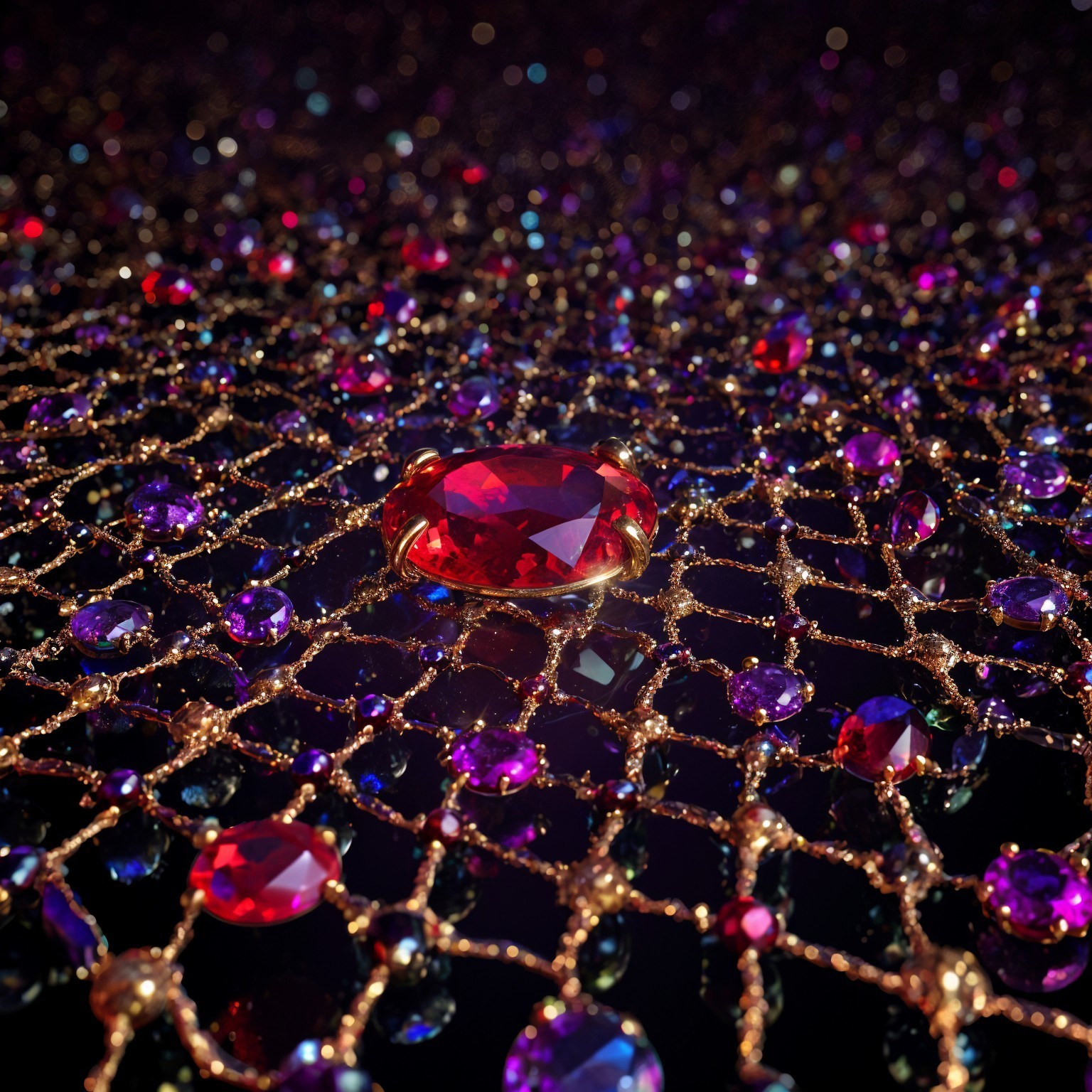 Gemstone Arrangement on Dark Textured Surface