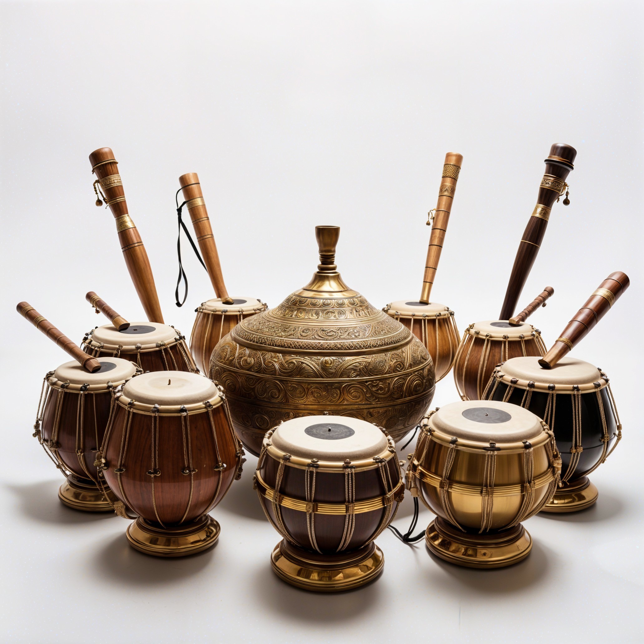 Traditional Percussion Instruments Arrangement Display