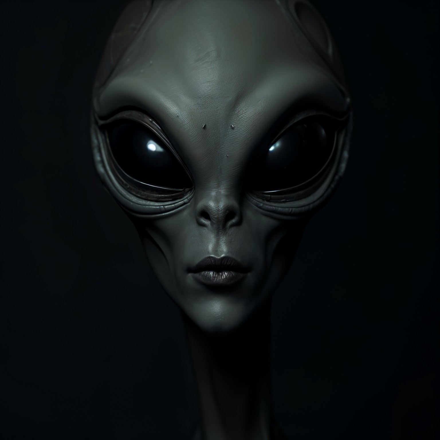 Close-Up of an Extraterrestrial Figure with Gray Skin