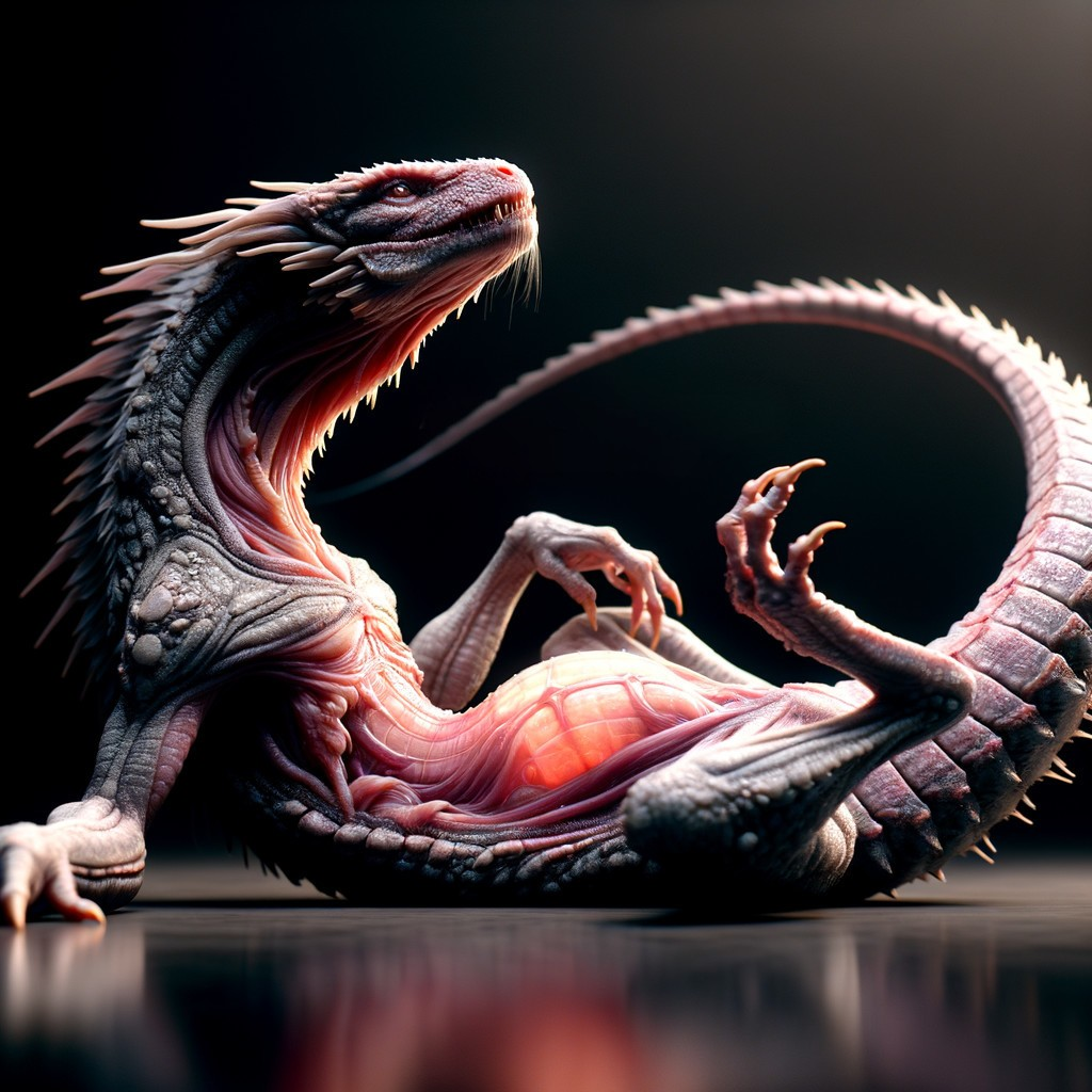 Serpentine Creature with Glowing Core and Vivid Colors