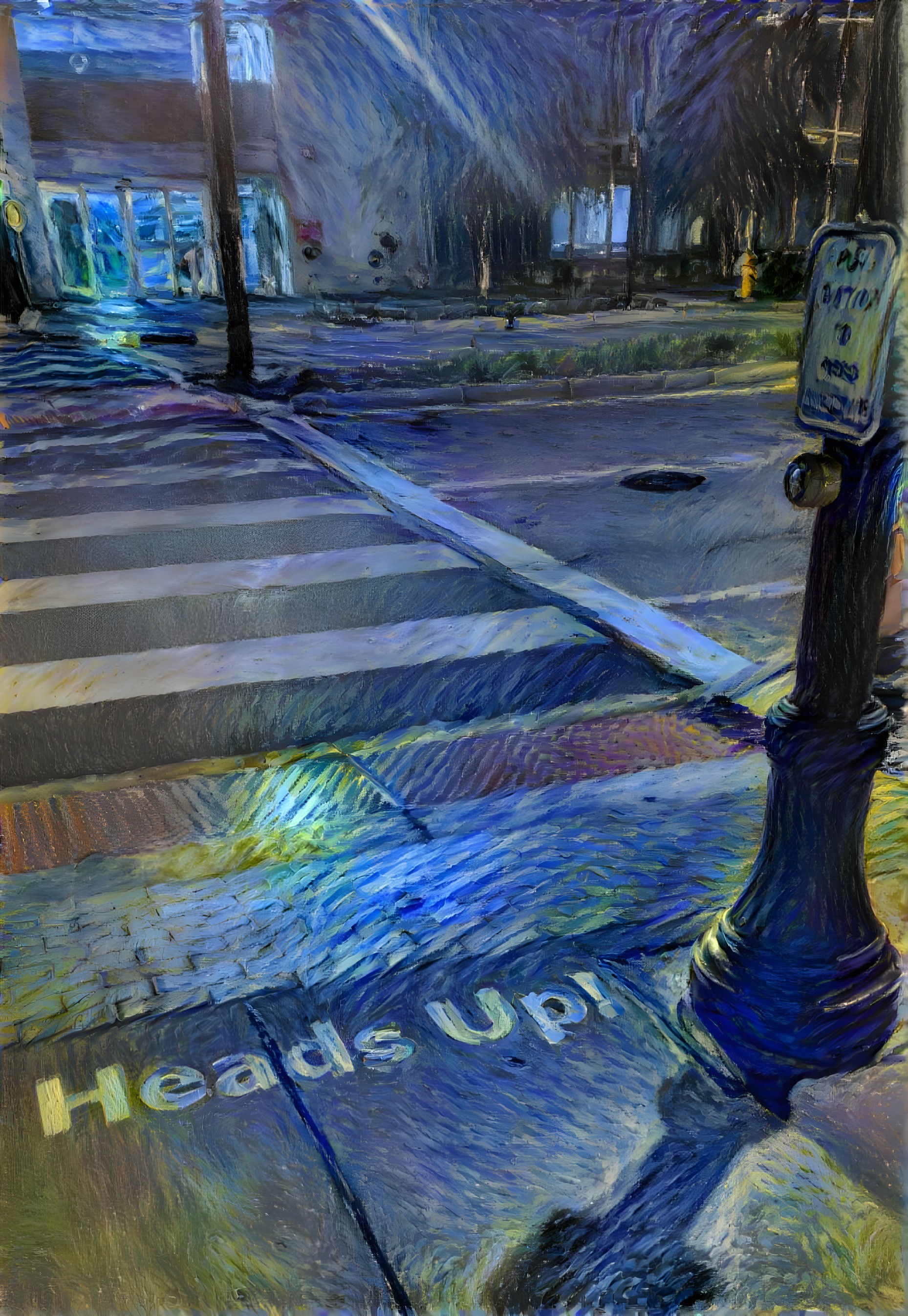 Street Corner with Soft Lights and Crosswalk Details