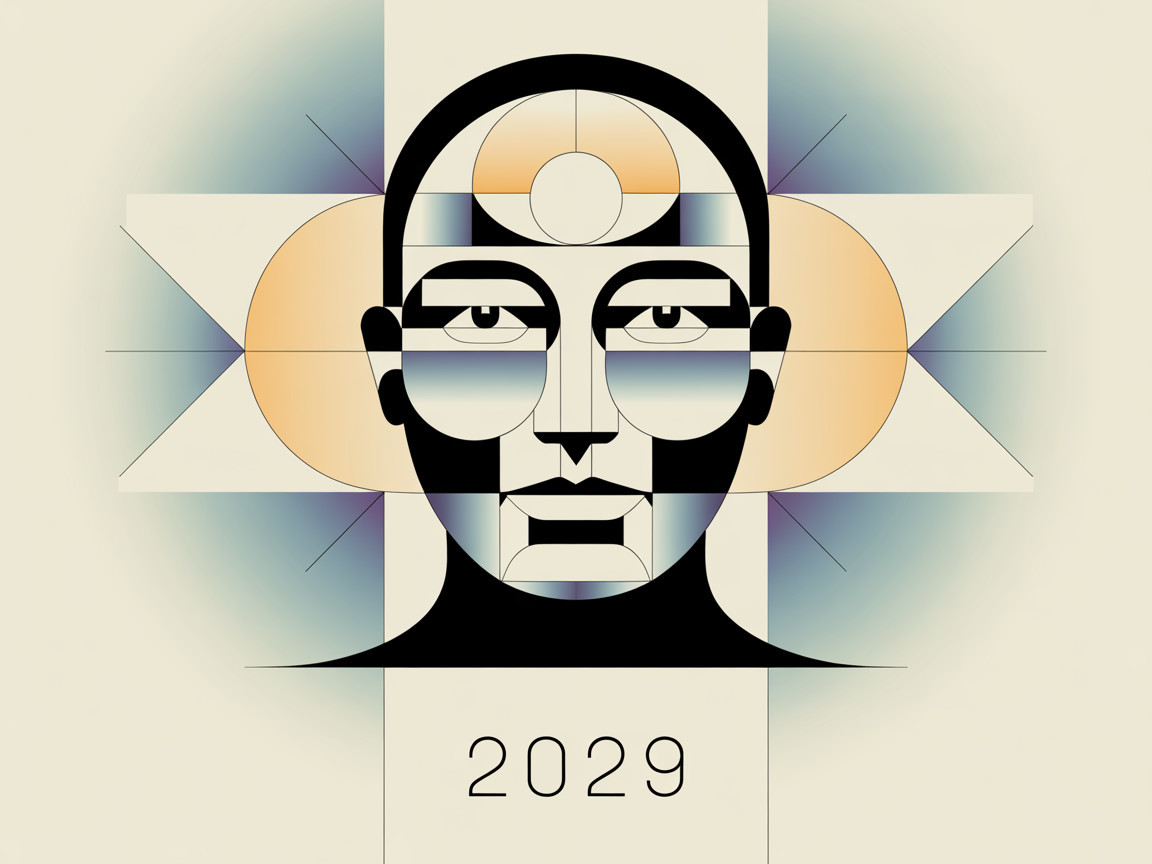 Futuristic Vector Graphic of a Geometric Face Design