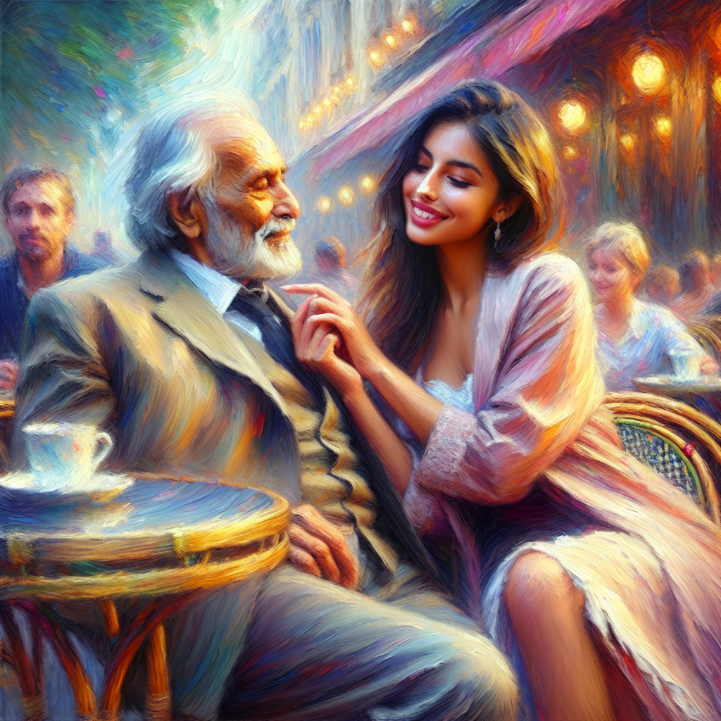 Joyful Moment Between Young Woman and Elderly Man