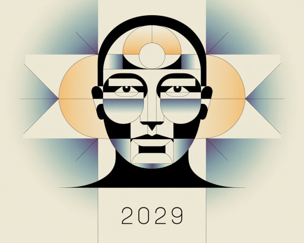 Futuristic Vector Graphic of a Geometric Face Design