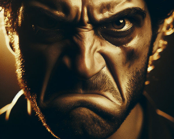 Close-Up of a Man's Intense Angry Expression