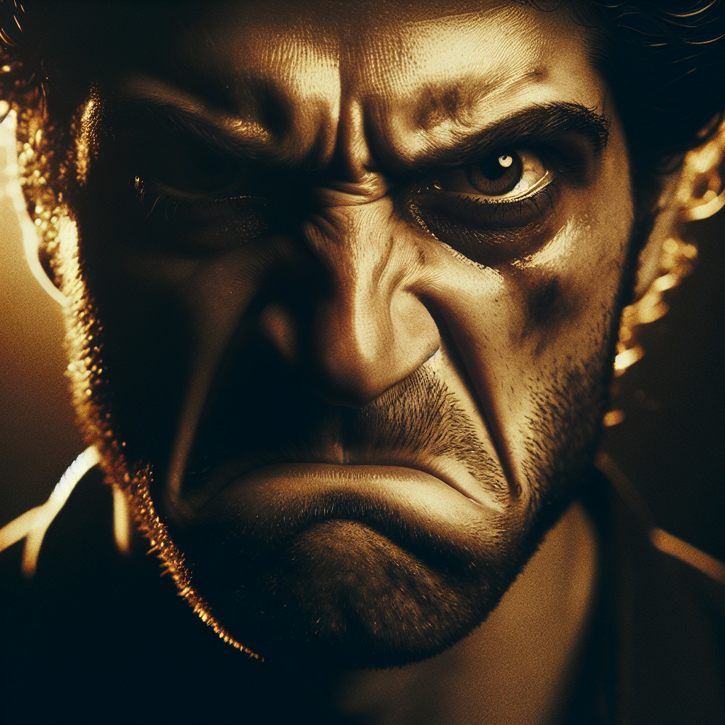 Close-Up of a Man's Intense Angry Expression
