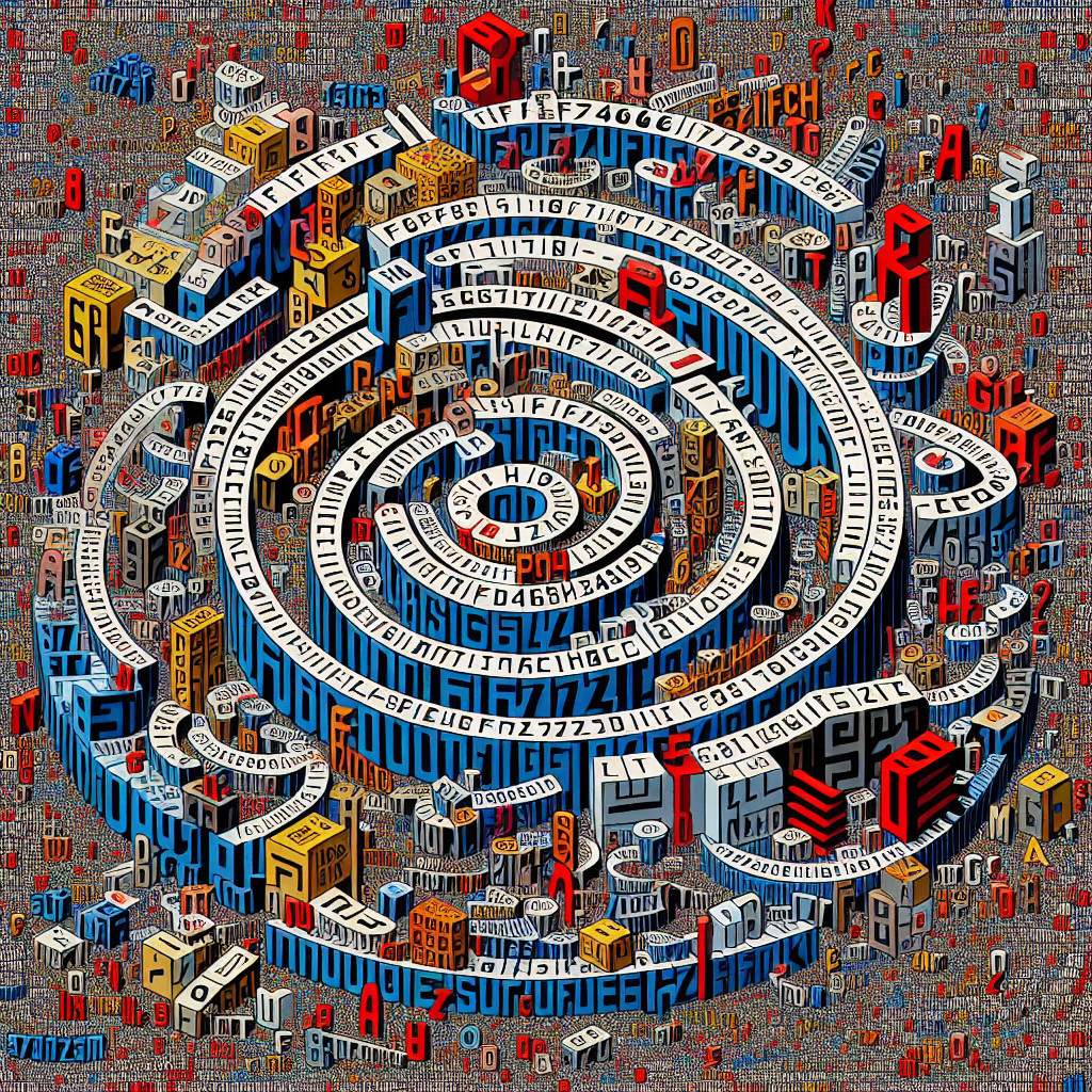 Colorful Spiral Pattern of Alphanumeric Characters