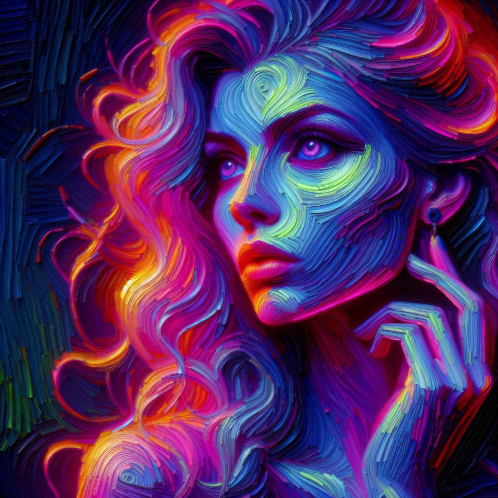 Vibrant Portrait of a Woman with Colorful Hair