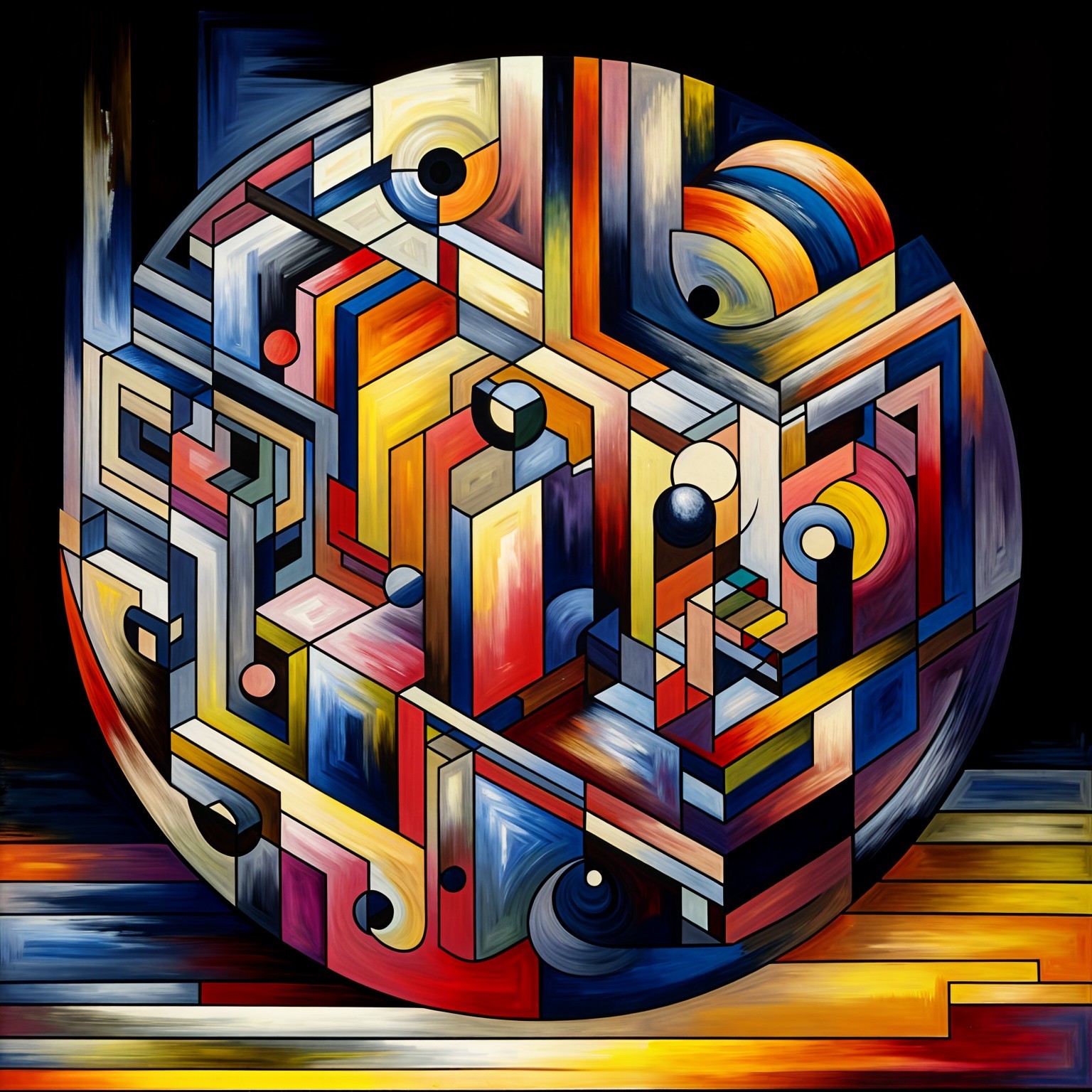 Vibrant Circular Pattern with Geometric Shapes