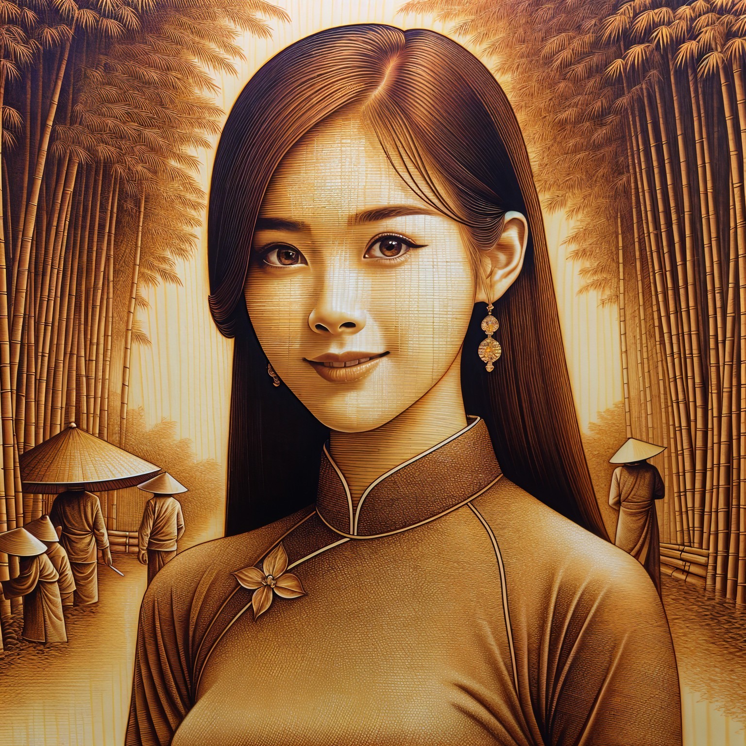 Detailed Portrait of Young Woman in Traditional Attire