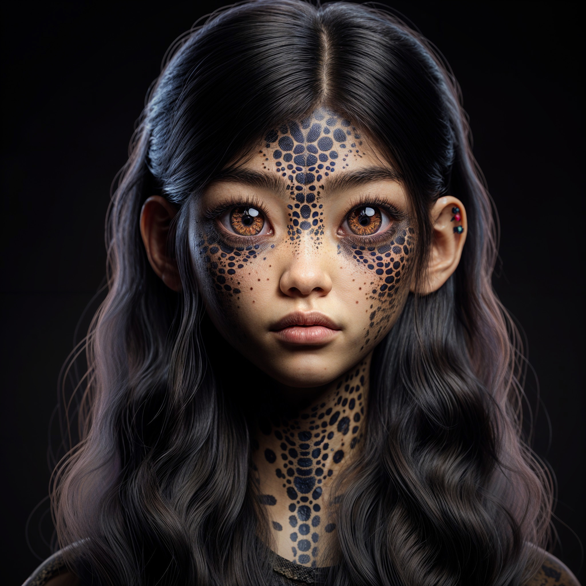Portrait of a Young Girl with Reptilian Patterns