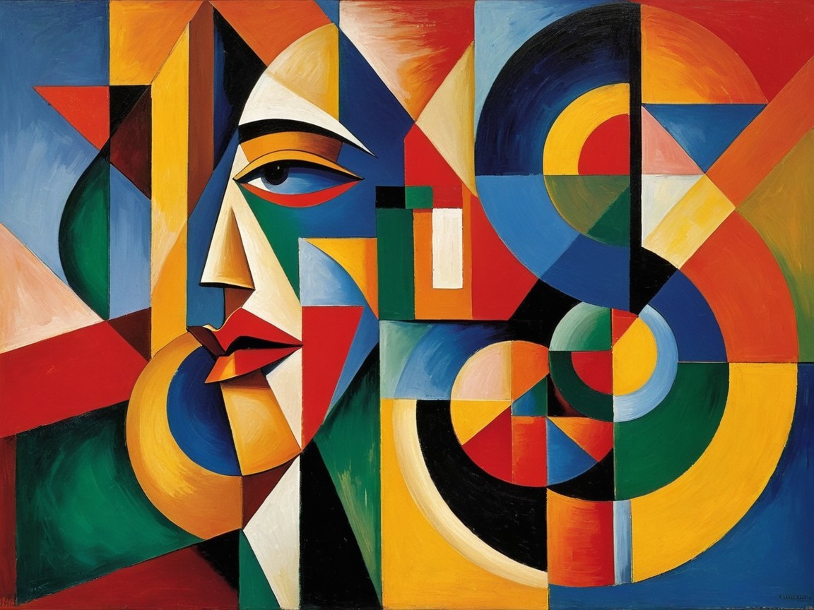 Vibrant Abstract Composition with Geometric Shapes