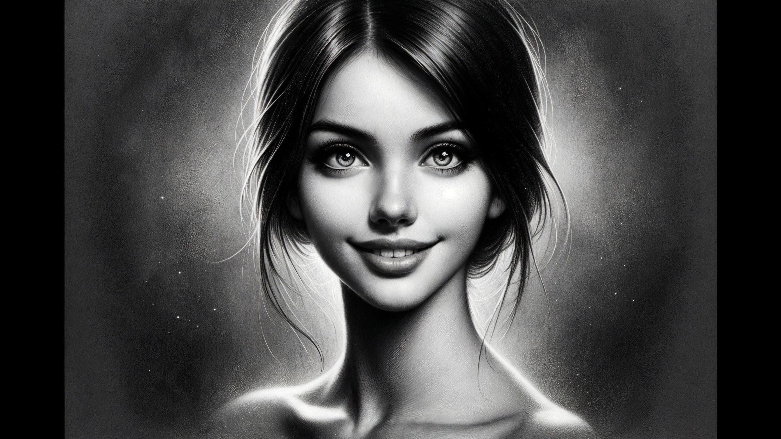 Monochromatic Portrait of a Young Woman with Warmth