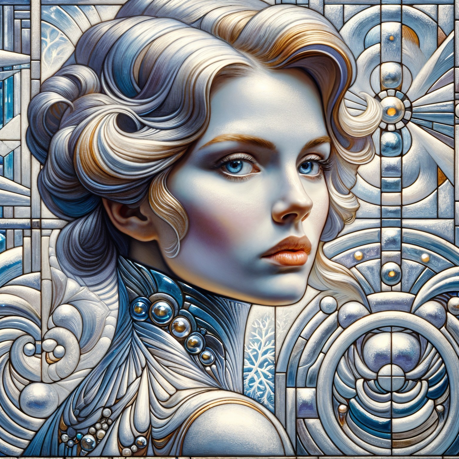 Elegant Portrait of a Woman with Intricate Attire