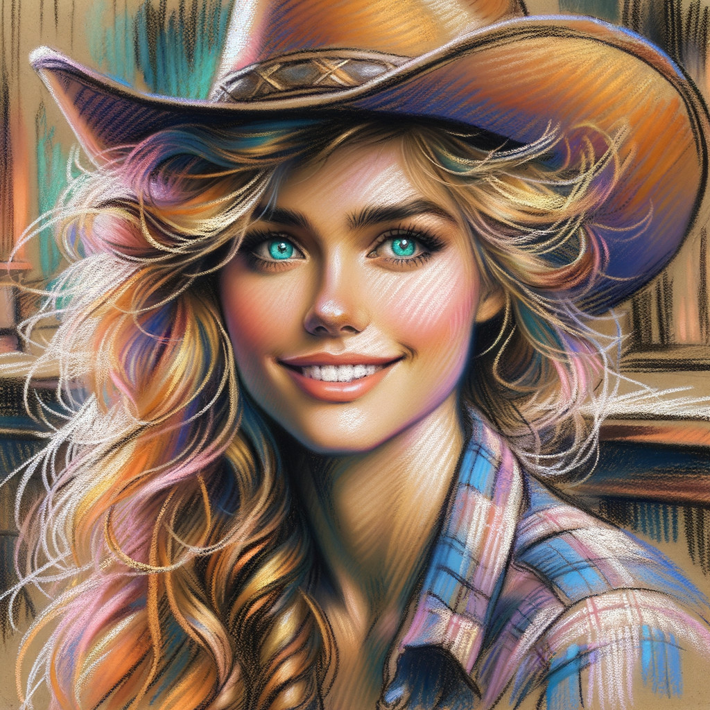 Young Woman in Cowboy Hat in Rustic Western Setting