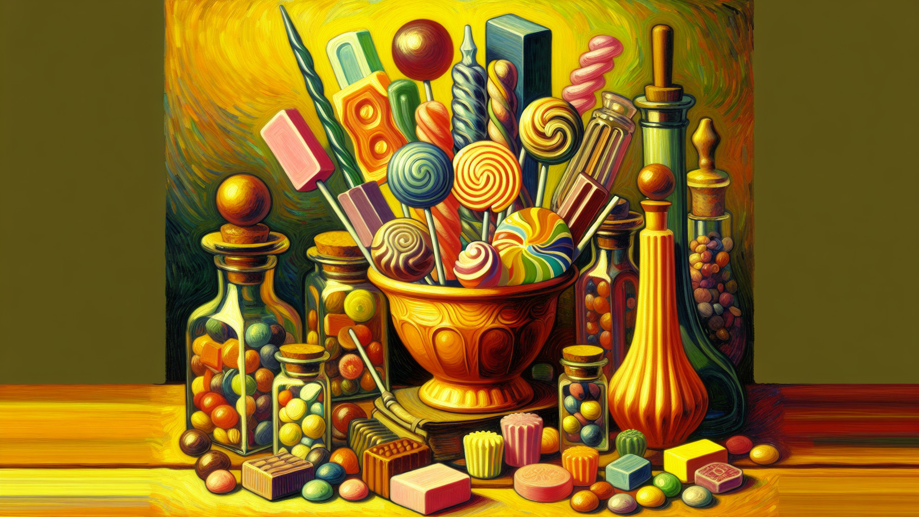 Colorful Candies and Sweets in Decorative Bowl