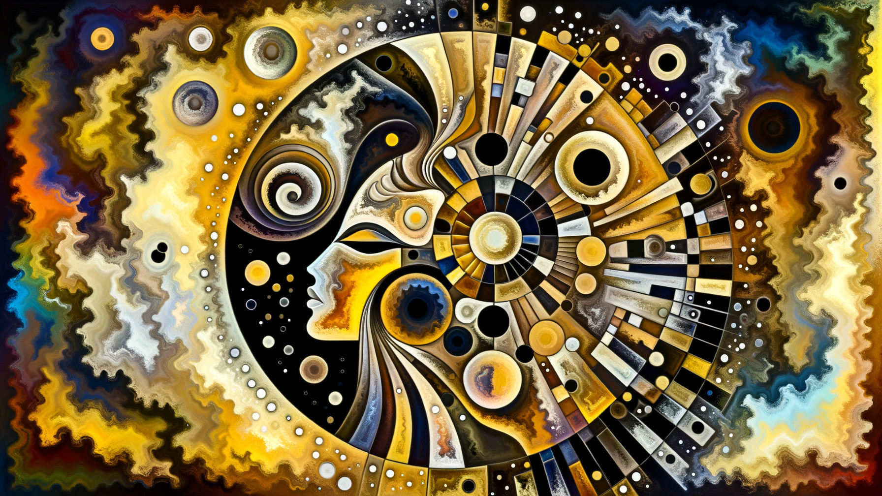 Vibrant Abstract Stained Glass Human Face Pattern