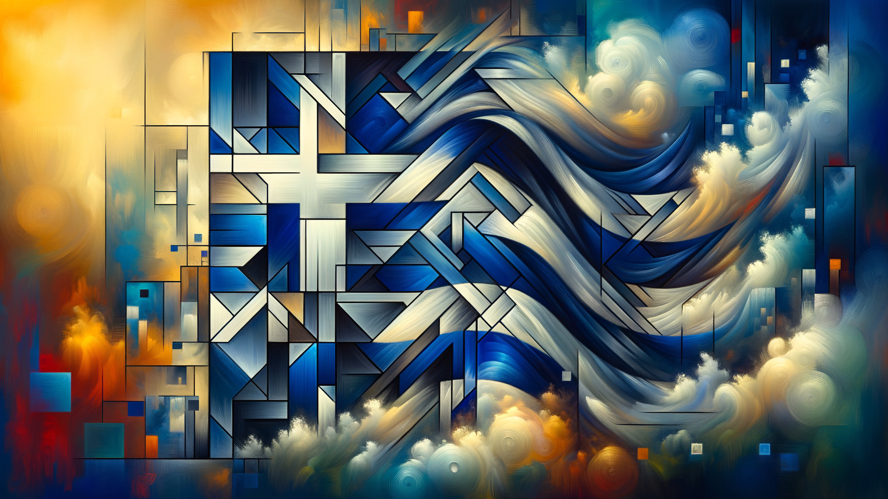 Abstract Composition of Geometric Shapes and Textures