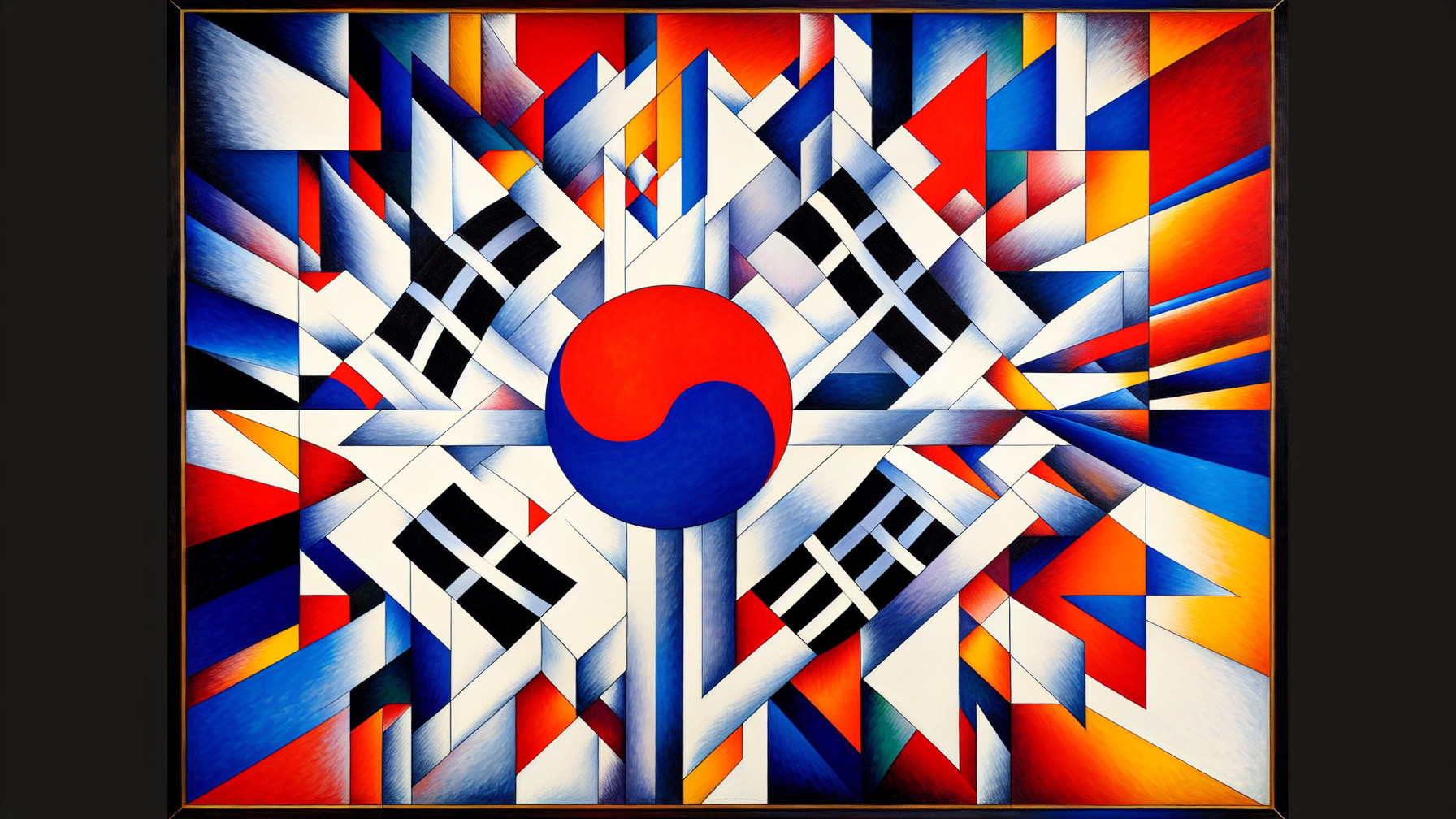 Vibrant Geometric Shapes with Central Circular Element