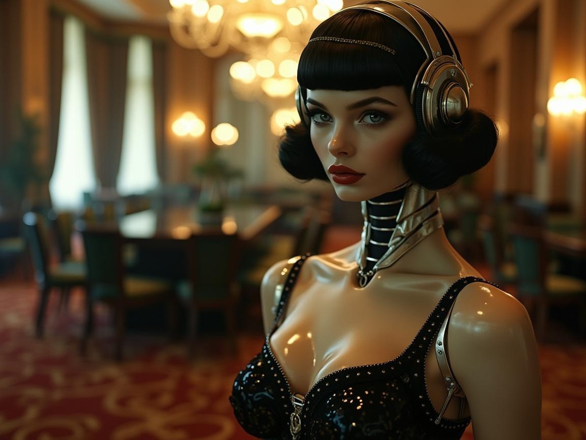 Futuristic Female Android in Luxurious Interior Setting