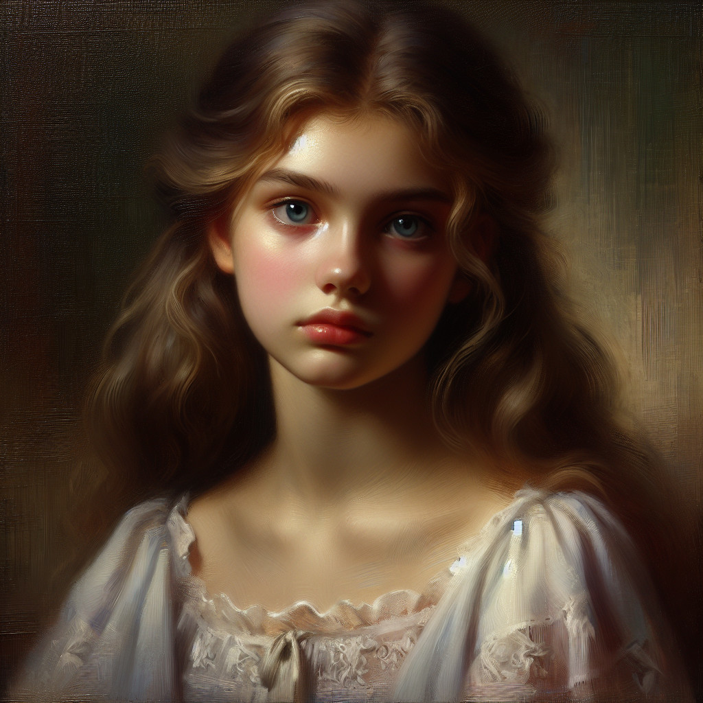 Portrait of a young girl with golden-brown hair