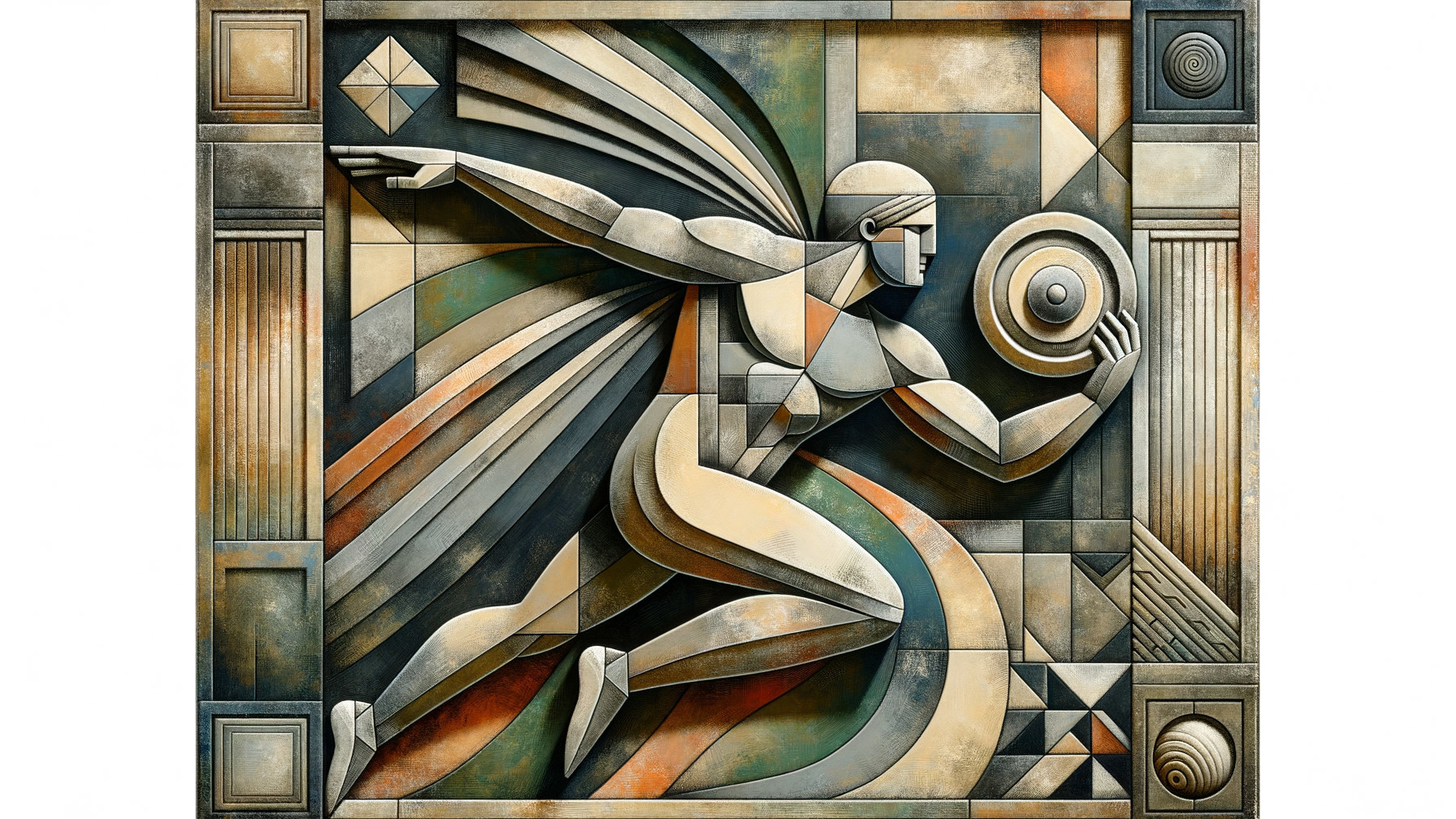 Stylized Dynamic Figure in Motion with Disc