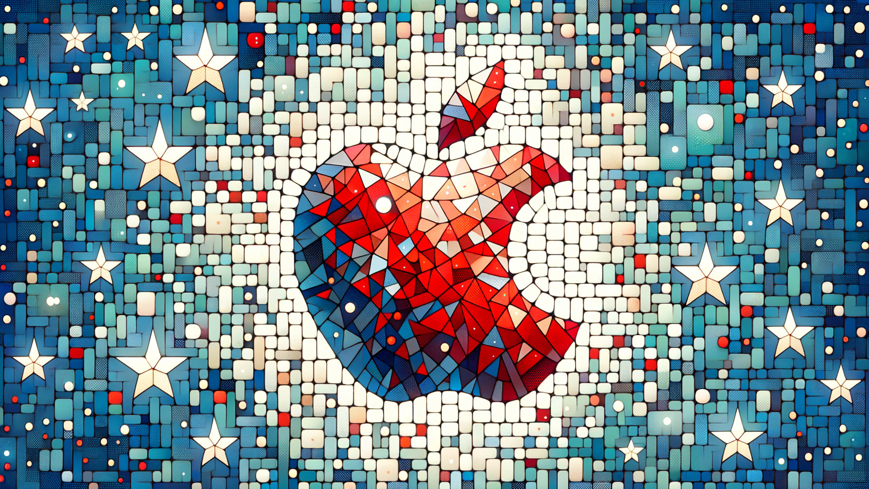 Vibrant Mosaic Design Featuring Apple Logo and Colors