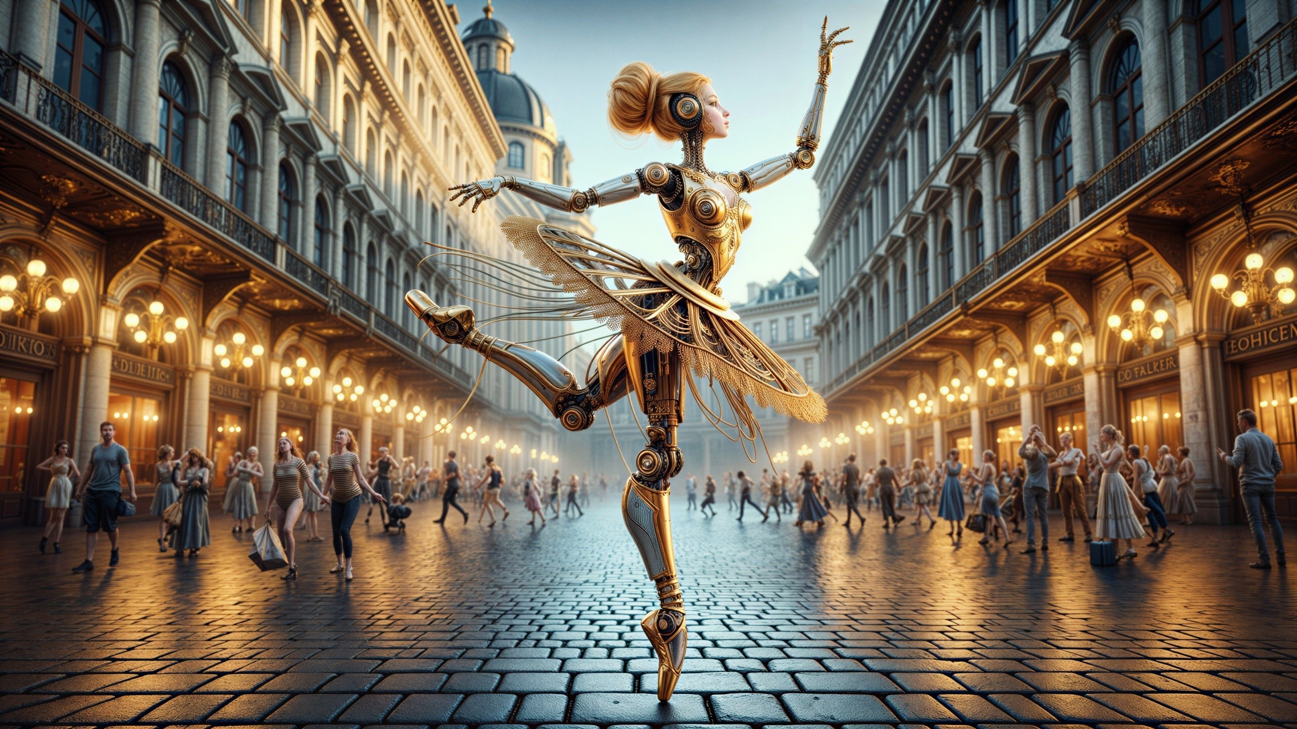 Robotic Ballerina Performance on Vintage Street