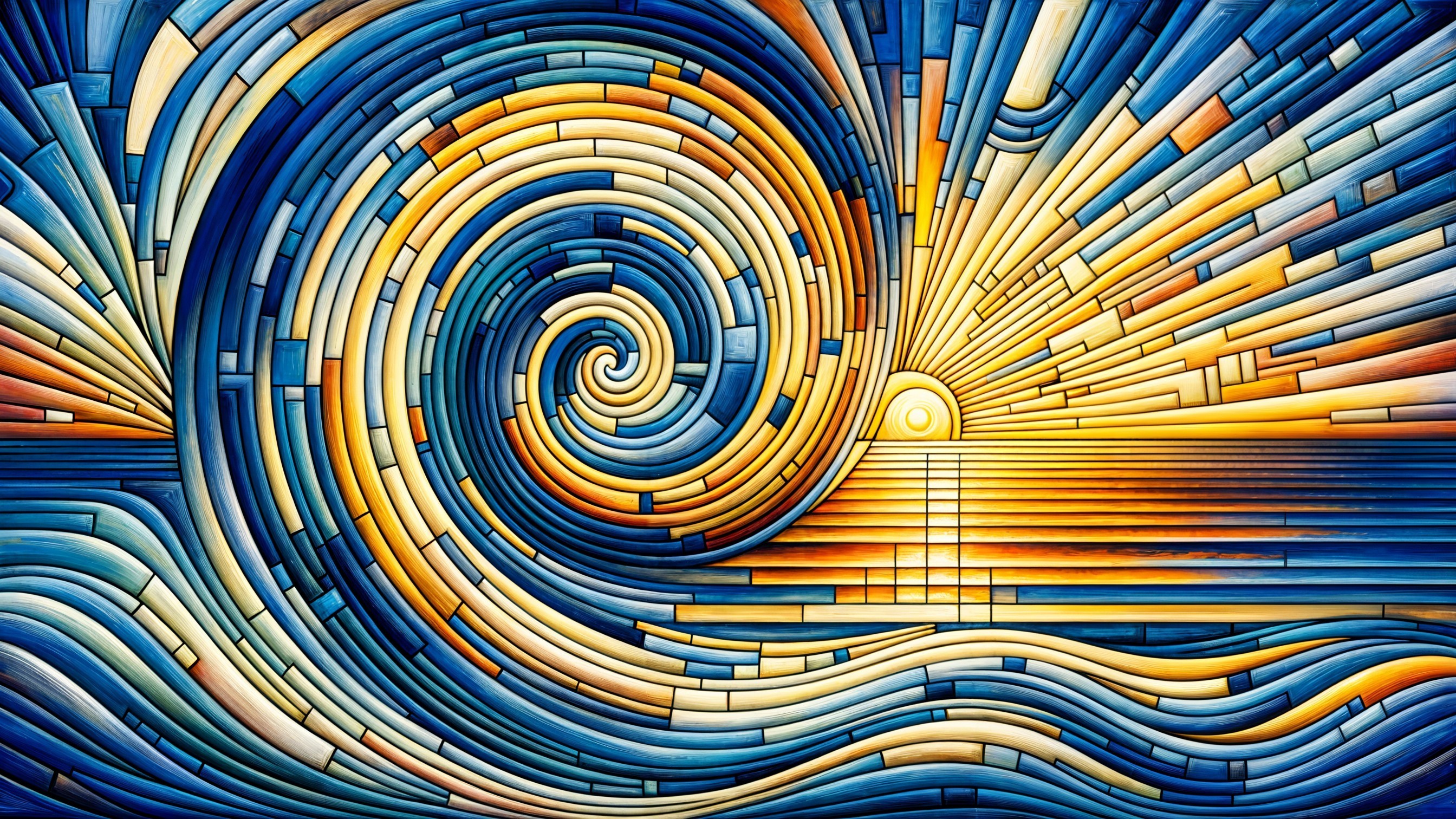 Vibrant Abstract Composition of Waves and Sunlight