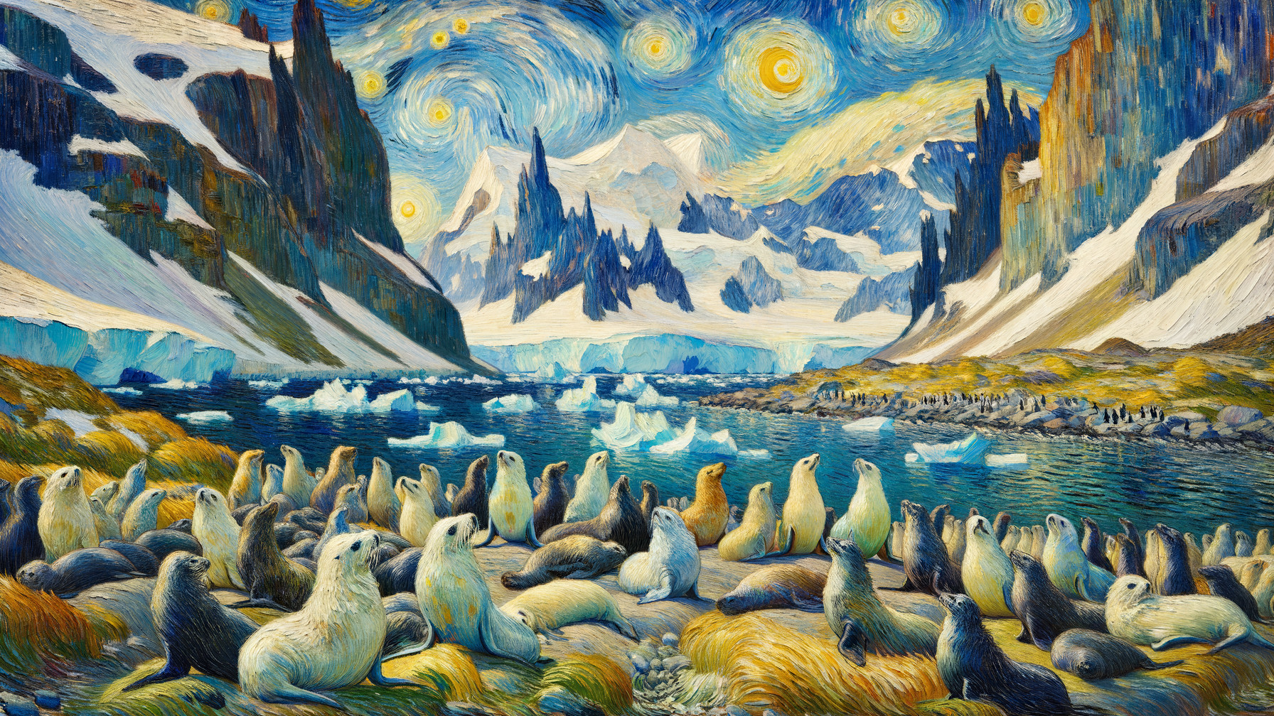 Vibrant Sky with Stars Over Mountainous Landscape