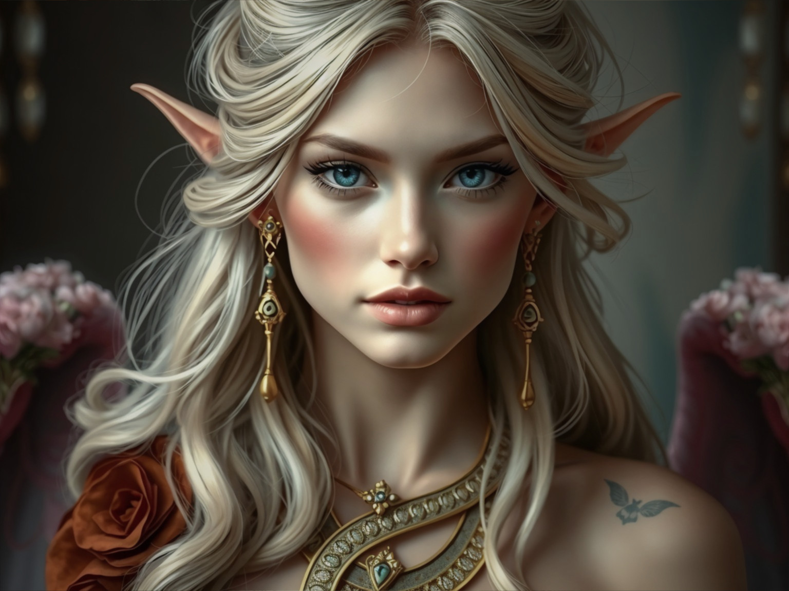 Fantasy Portrait of an Ethereal Elf with Jewelry