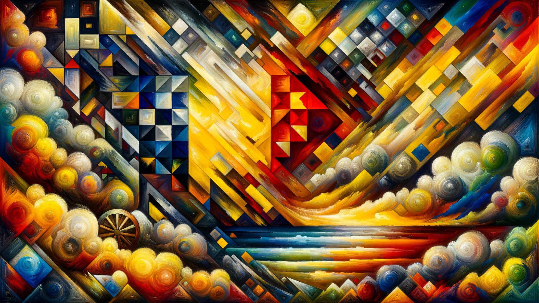 Vibrant Abstract Landscape with Geometric Shapes