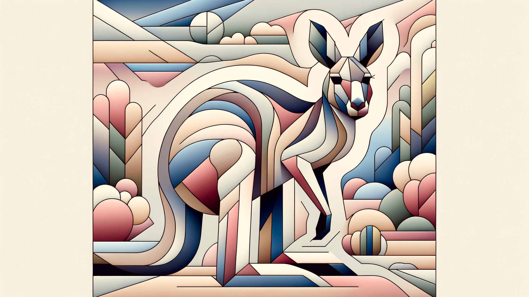 Stylized Kangaroo with Vibrant Geometric Background
