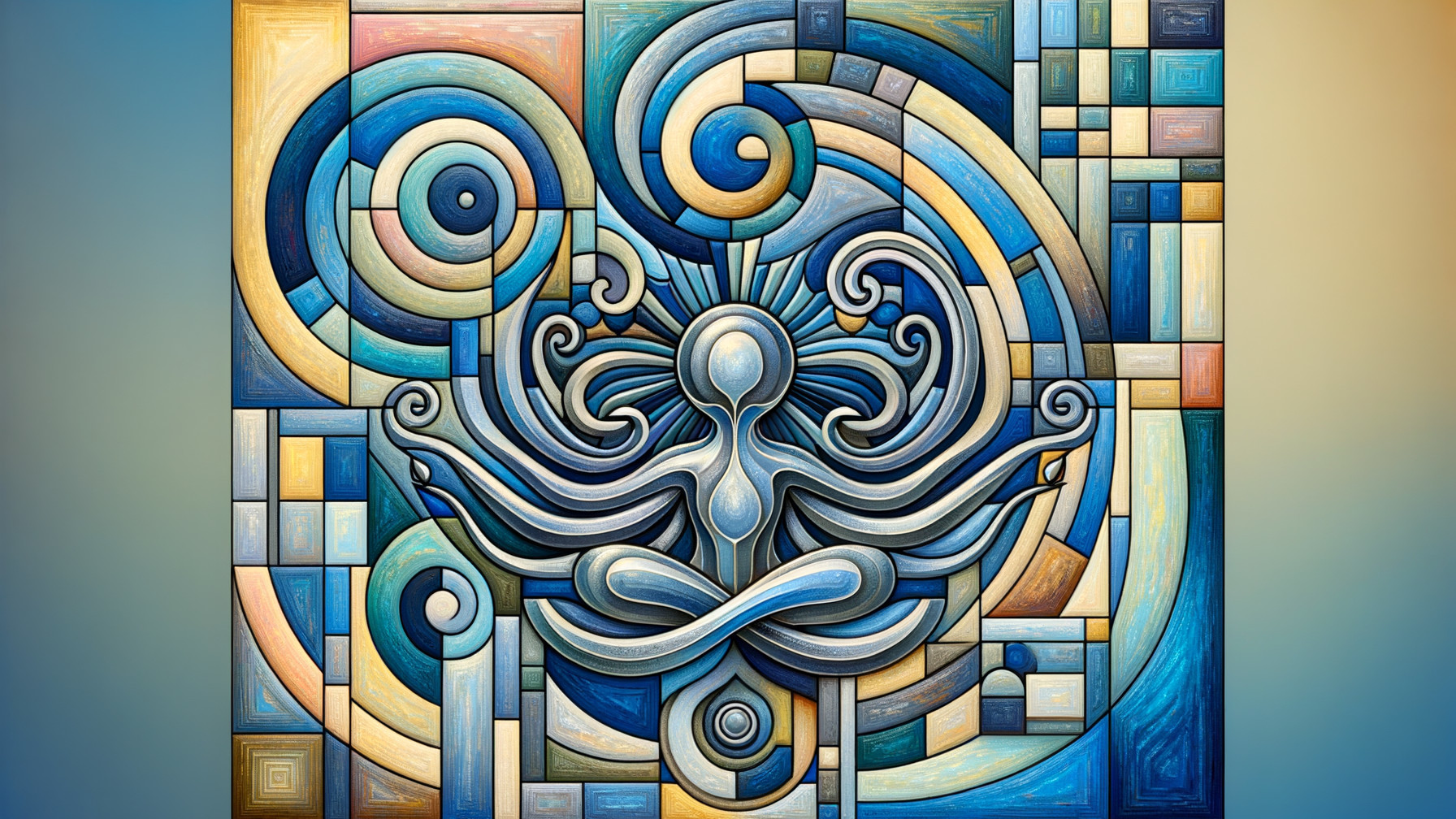 Abstract Meditating Figure with Serene Patterns