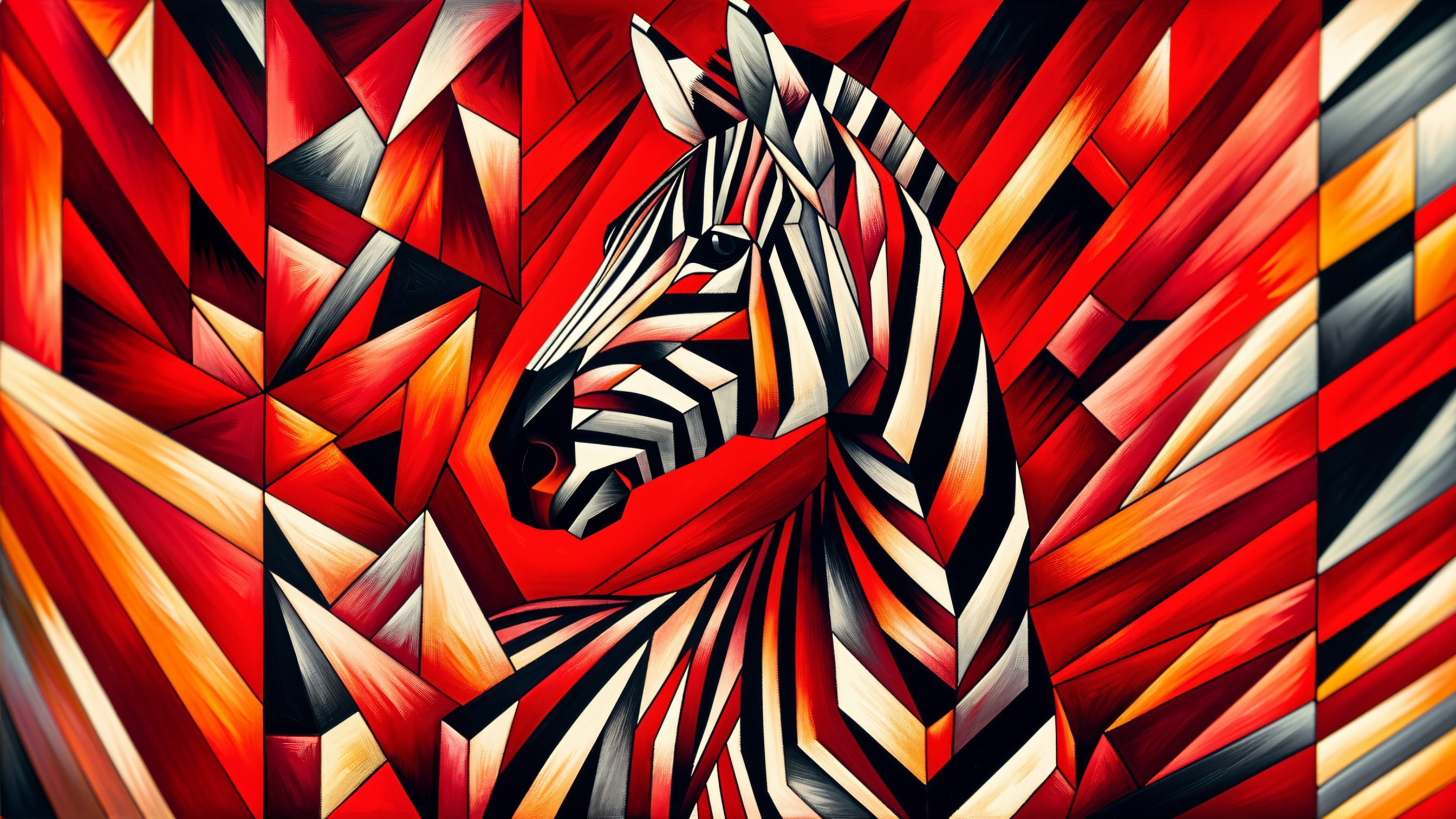 Abstract Zebra Art on Vibrant Red Background