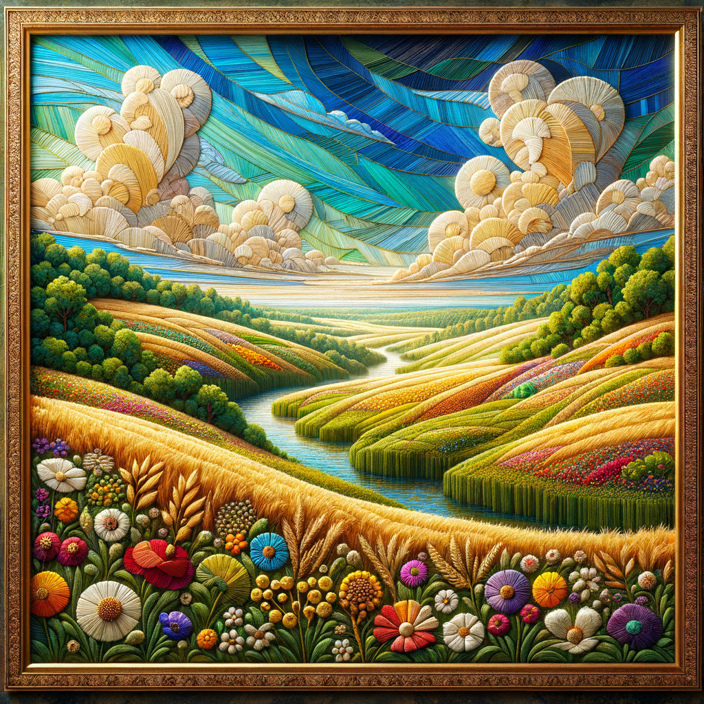 Vibrant Landscape with Rolling Hills and Wildflowers