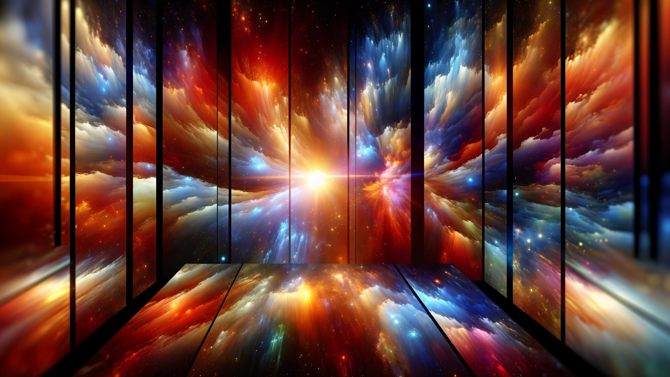 Cosmic Nebula Scene with Vibrant Colors and Stars