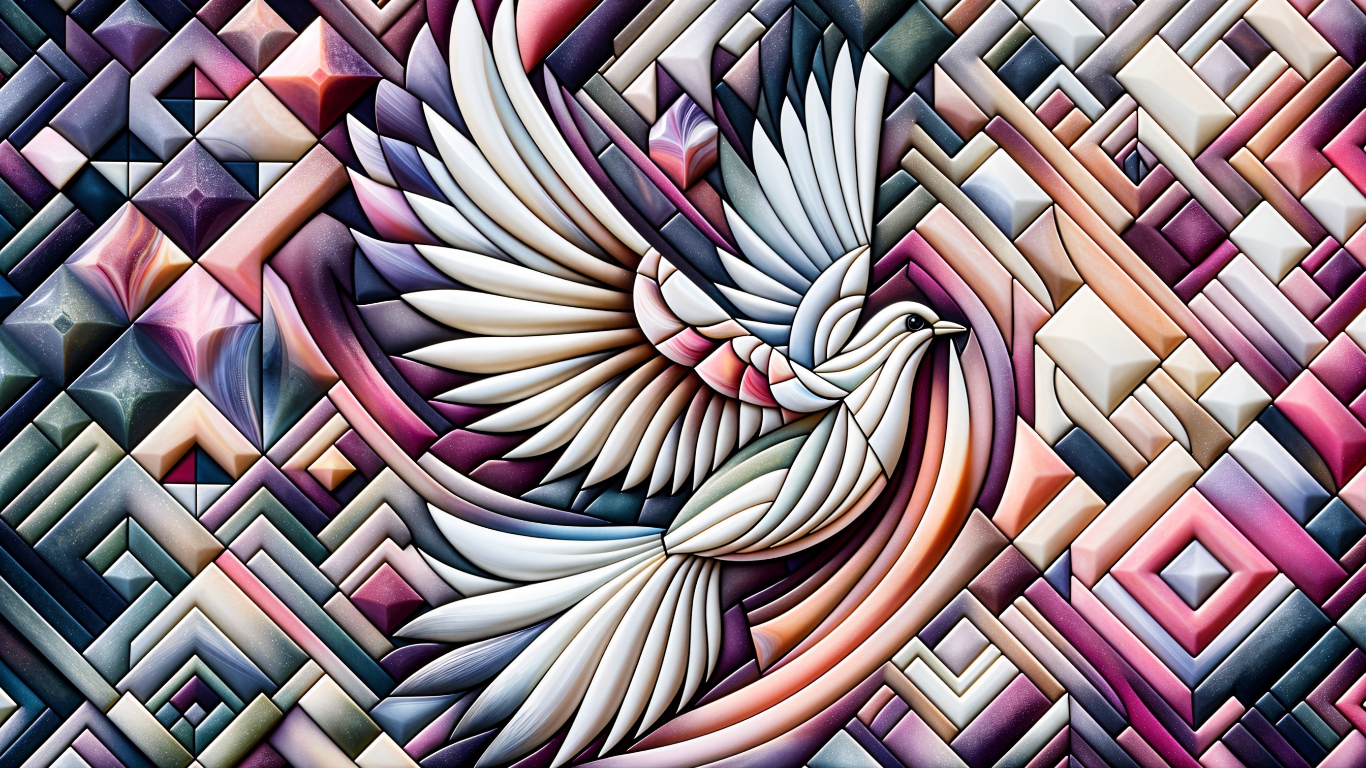 Abstract Bird in Flight with Geometric Shapes