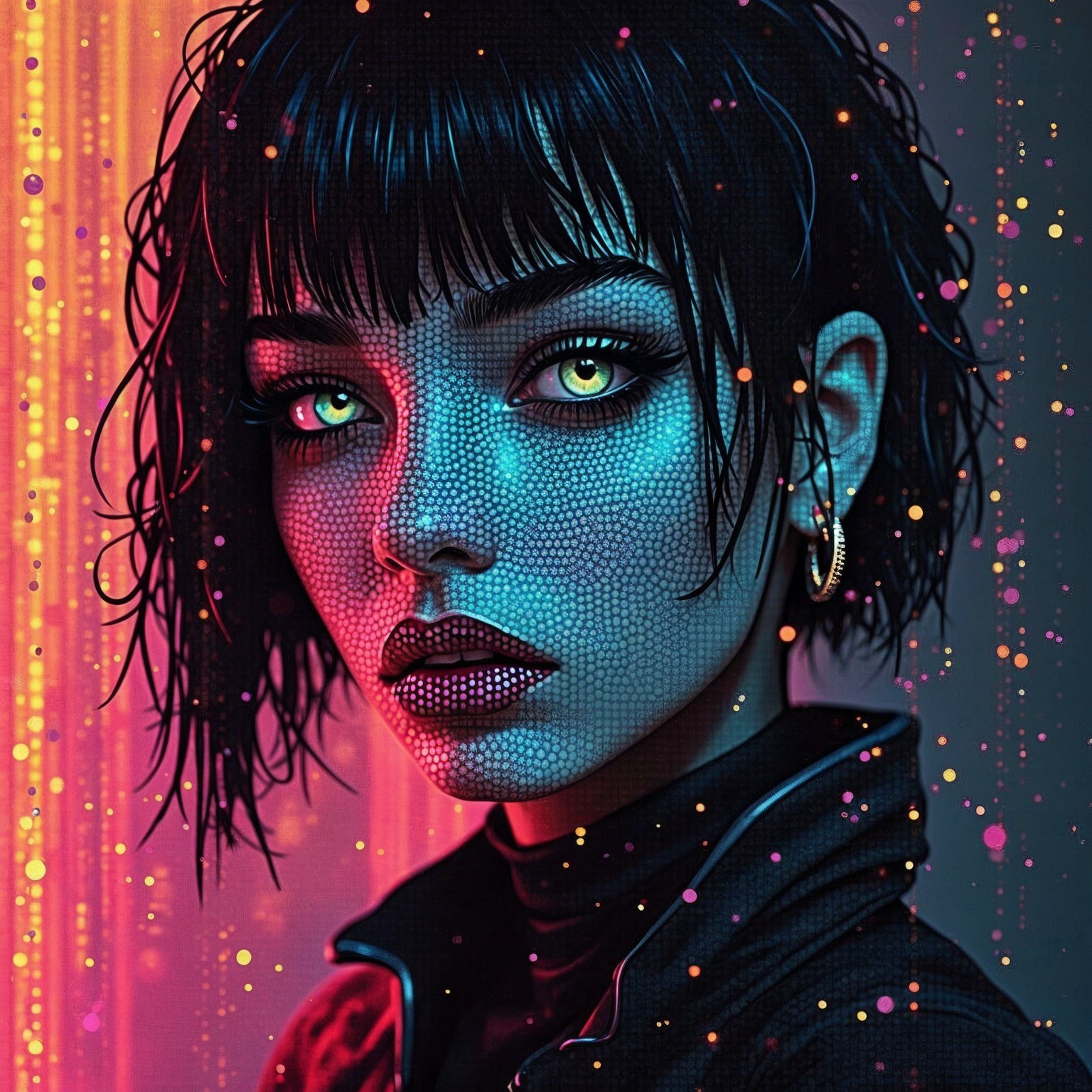 Portrait of a Woman with Green Eyes and Modern Bob