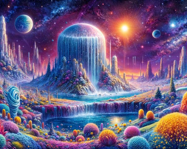 Surreal Alien Landscape with Crystalline Structures