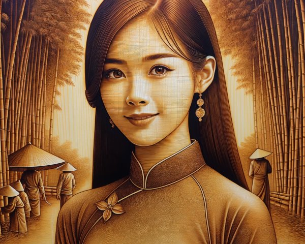 Detailed Portrait of Young Woman in Traditional Attire